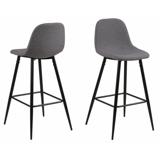 Barové židle Wilma (SET 2ks), tkanina, světle šedá - 1