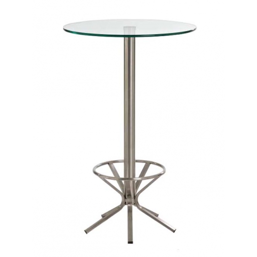 Barový stôl s opierkou na nohy Crowny, 110 cm číre sklo - 1