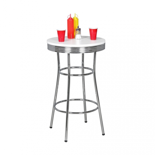 Barový stôl Elvis okrúhly, 60 cm, biela - 1