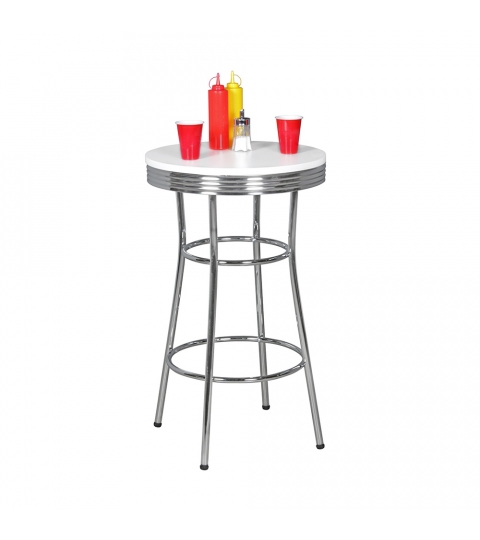 Barový stôl Elvis okrúhly, 60 cm, biela