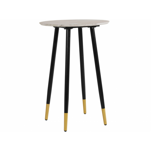 Barový stôl Matcha, 90 cm, mramor / biela - 1