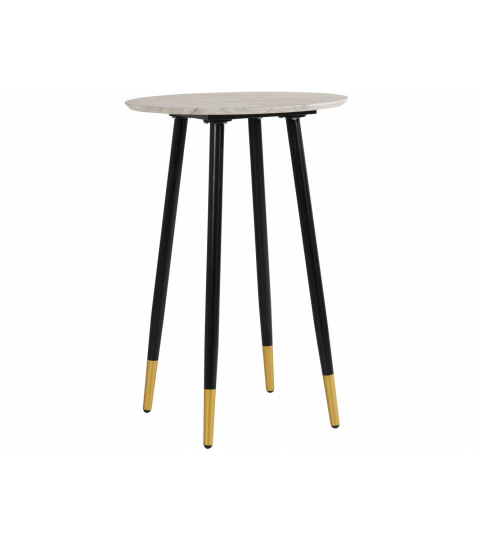 Barový stôl Matcha, 90 cm, mramor / biela