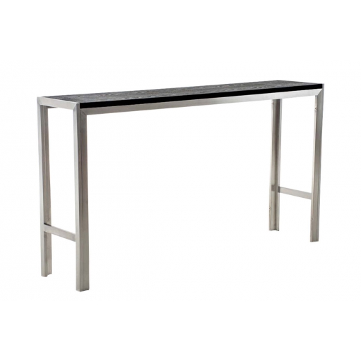 Barový stôl s nerezovou podnožou Carrera, 140 cm, čierna - 1