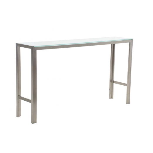 Barový stôl s nerezovou podnožou Carrera, 140 cm, mliečne sklo - 1