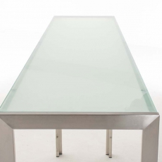 Barový stôl s nerezovou podnožou Carrera, 140 cm, mliečne sklo - 7