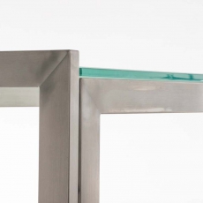 Barový stôl s nerezovou podnožou Carrera, 140 cm, mliečne sklo - 3