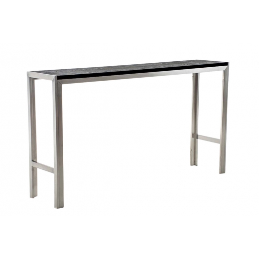 Barový stôl s nerezovou podnožou Carrera, 160 cm, čierna - 1