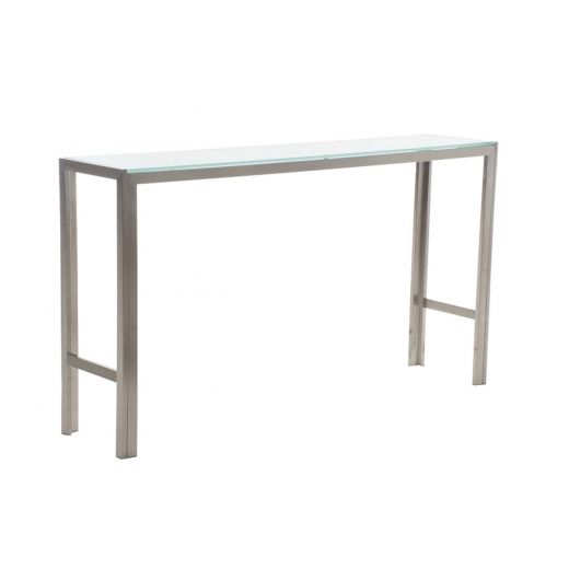 Barový stôl s nerezovou podnožou Carrera, 160 cm, mliečne sklo - 1