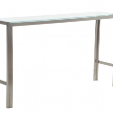 Barový stôl s nerezovou podnožou Carrera, 160 cm, mliečne sklo - 1