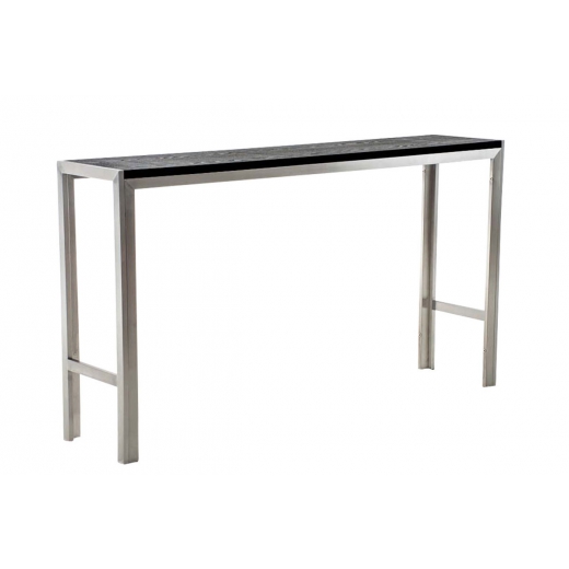 Barový stôl s nerezovou podnožou Carrera, 180 cm, čierna - 1