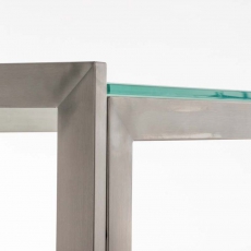 Barový stôl s nerezovou podnožou Carrera, 180 cm, mliečne sklo - 4