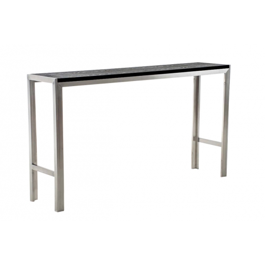 Barový stôl s nerezovou podnožou Carrera, 200 cm, čierna - 1