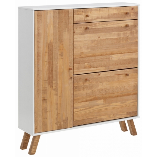 Botník Rafell, 110 cm, bílá / borovice - 1