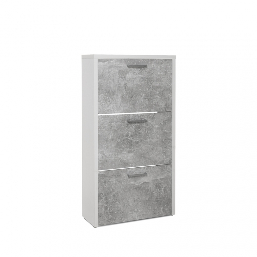Botník s 3 výklopnými zásuvkami Cali, 119 cm, bílá/beton - 1