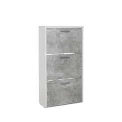 Botník s 3 výklopnými zásuvkami Cali, 119 cm, bílá/beton