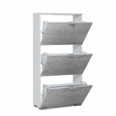 Botník s 3 výklopnými zásuvkami Wien, 117 cm, bílá/beton - 1