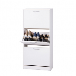 Botník s 3 výklopnými zásuvkami Zora, 123,5 cm, biela