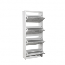 Botník s 4 výklopnými zásuvkami Cali, 152 cm, bílá/beton - 3