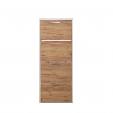 Botník s 4 výklopnými zásuvkami Cali, 152 cm, bílá/dub - 4