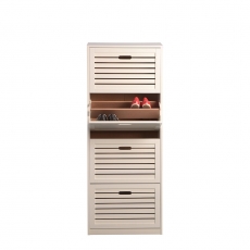 Botník s 4 výklopnými zásuvkami Feli, 145 cm, biela - 4