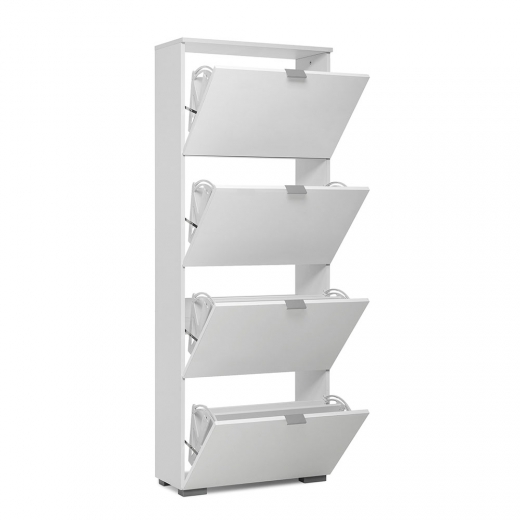 Botník s 4 výklopnými zásuvkami Wien, 155 cm, biela - 1