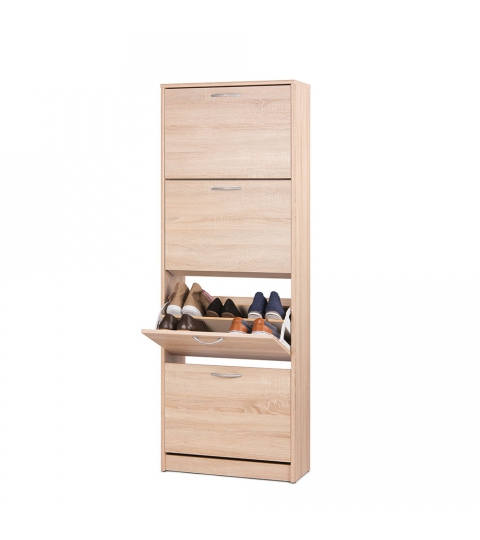 Botník s 4 výklopnými zásuvkami Zora, 162 cm, dub