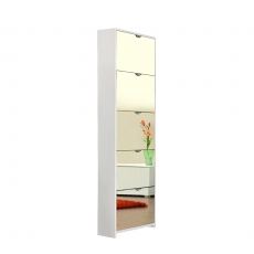 Botník s 5 zrcadlovými zásuvkami Sheila, 177 cm, bílá - 1