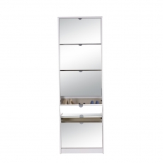 Botník s 5 zrcadlovými zásuvkami Sheila, 177 cm, bílá - 2