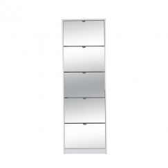 Botník s 5 zrcadlovými zásuvkami Sheila, 177 cm, bílá