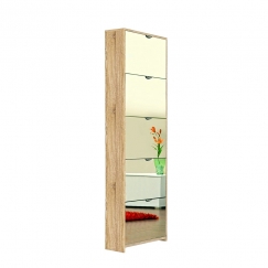 Botník s 5 zrcadlovými zásuvkami Sheila, 177 cm, dub