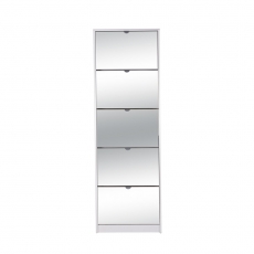 Botník s 5 zrkadlovými zásuvkami Sheila, 177 cm, biela - 3