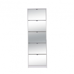 Botník s 5 zrkadlovými zásuvkami Sheila, 177 cm, biela