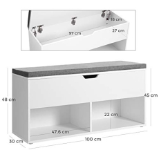 Botník s lavicí Merio, 100 cm, bílá - 5