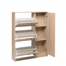 Botník s výklopnými zásuvkami a dveřmi Maine, 129 cm, dub - 2