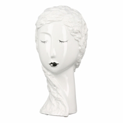 Busta / socha Face, 31,5 cm, biela / strieborná