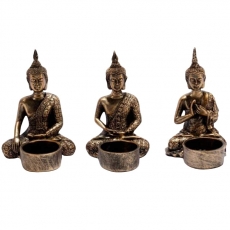 Čajové svícny Buddha, 13 cm, sada 3 ks, bronzová - 1