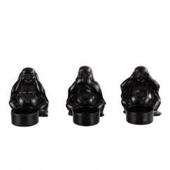 Čajové svícny Tři opice, sada 3 ks, černá