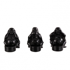 Čajové svietniky Tri opice, súprava 3 ks, čierna - 1