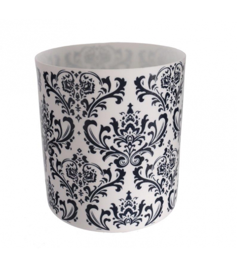 Čajový svícen porcelánový Dahlia, 9 cm, bílá/tm. modrá