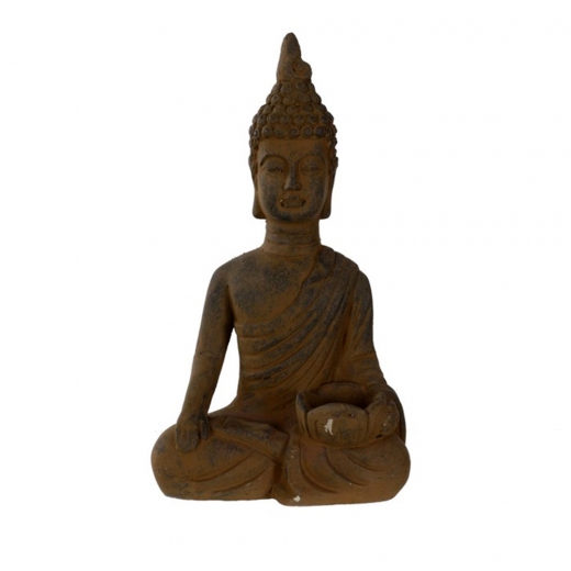 Čajový svietnik Budha, 34,5 cm, hnedý betón - 1