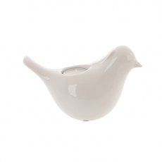 Čajový svietnik keramický Bird, 16 cm, biela - 2