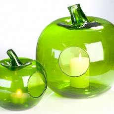 Čajový svietnik zo zeleného skla Apple, 20 cm - 1