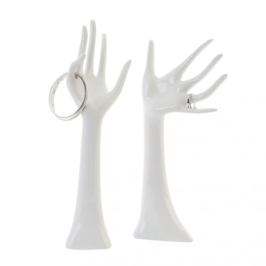 Dekorace / stojan na šperky Hands, sada 2 ks, bílá - 1