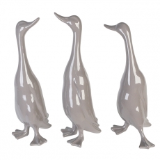 Dekorácia Kráčajúce kačice, 48 cm, 3 ks, svetlosivá - 1