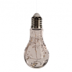 Dekoratívna lampa Žiarovka s hviezdičkami, 18 cm, sivá