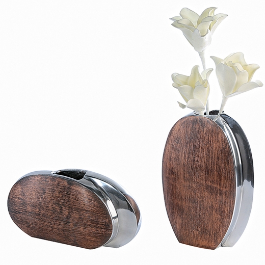 Dekoratívna váza hliníková široká Twin, 32 cm - 1