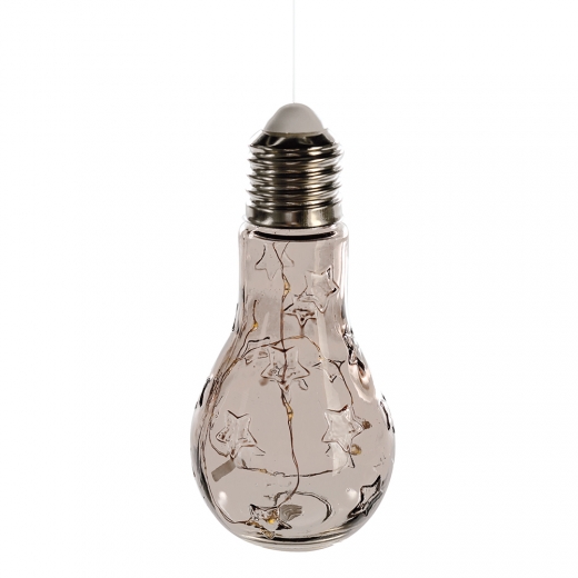 Dekorativní lampa Žárovka s hvězdičkami, 18 cm, šedá - 1