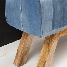 Denimová lavica s dreveným boxom, 120 cm, modrá - 8