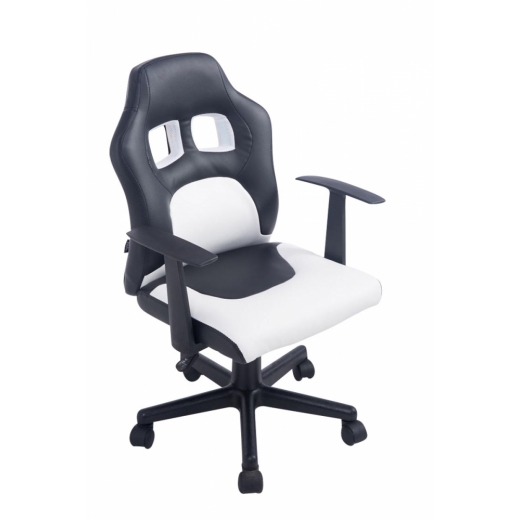 Detská kancelárska stolička Fun, syntetická koža, čierna / biela - 1