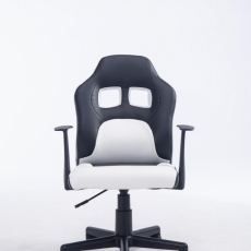 Detská kancelárska stolička Fun, syntetická koža, čierna / biela - 2